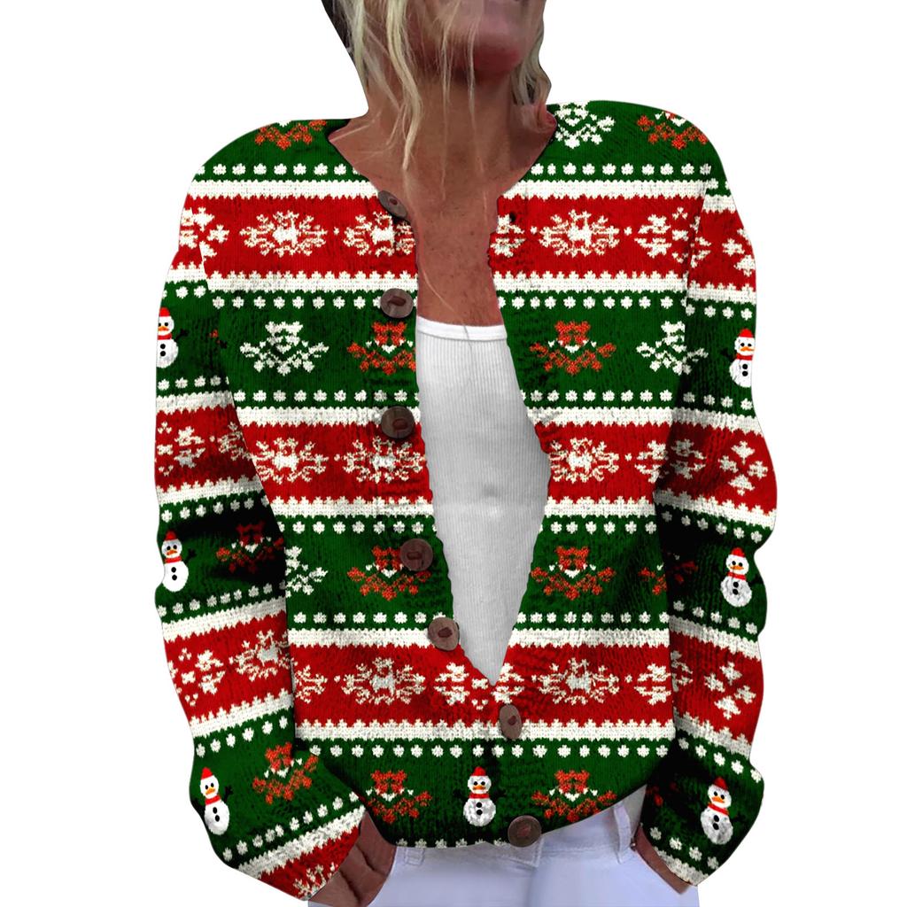 LLL-YK01 Christmas Crew Neck Cardigan Sweater 3D Printing