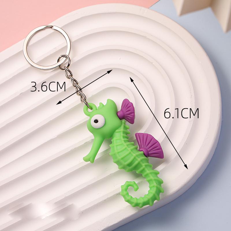 2Pcs/Bag Soft Marine Series Animal Keychain Simulation Octopus Hippocampus Gift Pendant Marine Animal Keychain Bag Decoration