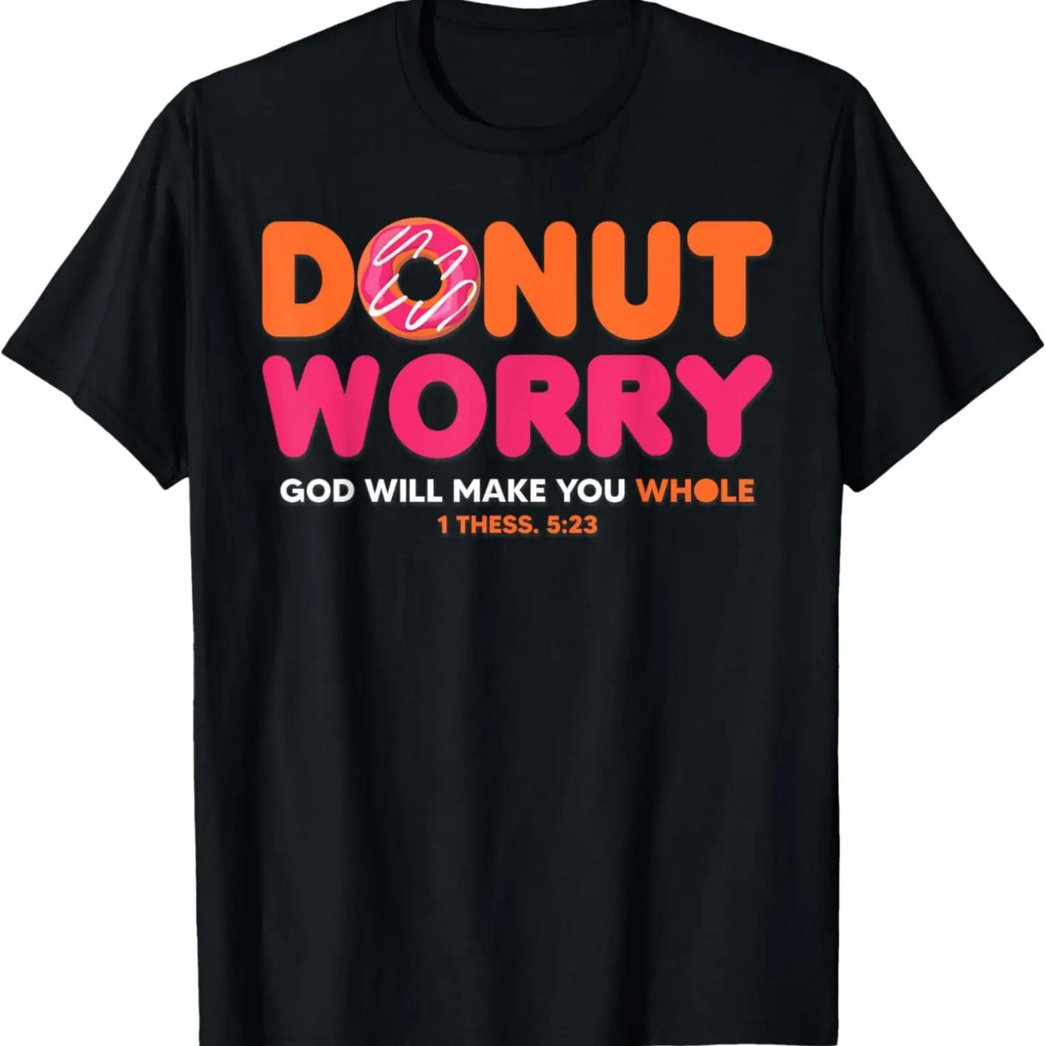 

Donut Worry God Will Make You Whole Funny Religious T-Shirt XXXXXL чорний