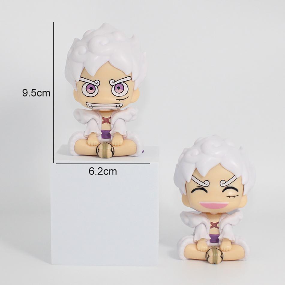 10cm One Piece Anime Figure Nika Luffy Gear 5 Q version Sitting Action Figure Statue Model Collection Desktop Car Ornaments Toys