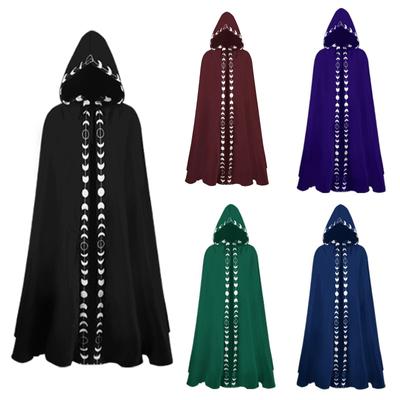 Medieval Halloween Cosplay Cloak Hooded Coat Vintage Gothic Cape Coat Long Trench Halloween Cosplay Costume Wizard Cloak