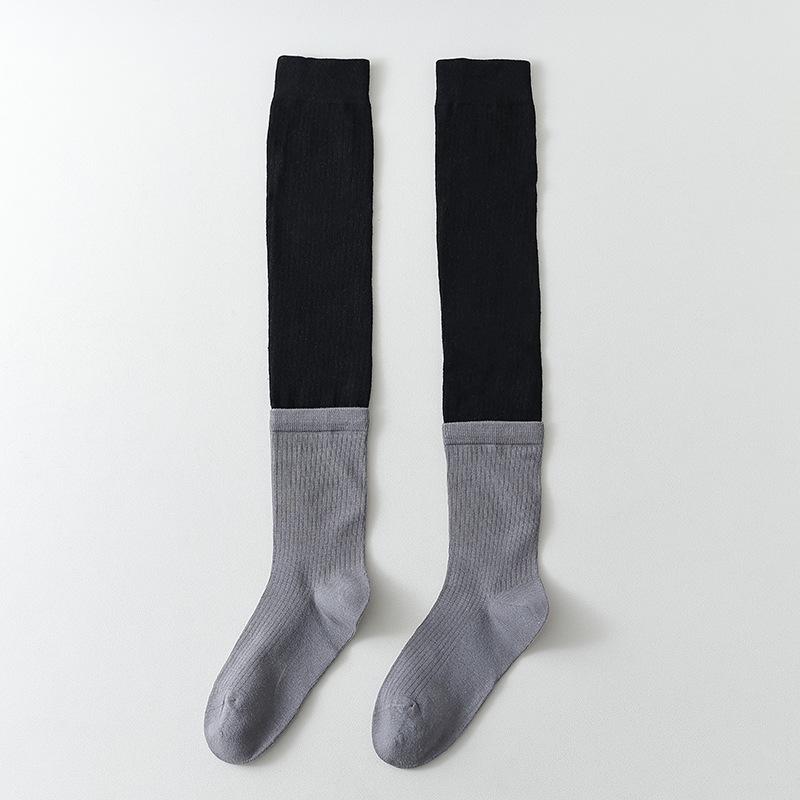 Γκρι Μεγάλη Αντίθεση Χρωμάτων, Διπλό Στόμα Κολέγιο Στυλ Κάλτσες Σωλήνας, Γυναικείες Κάλτσες Πάνω από το Γόνατο, Μακριές Κάλτσες, Ψηλές Κάλτσες, Κάλτσες Μπότας, Κόκκινες Κάλτσες