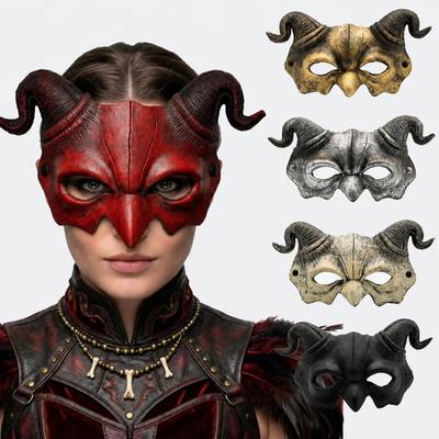 Cosplay Party Horned Devil Mask Pu Foam Festival Party Mask Creative Half Face Mask  Halloween
