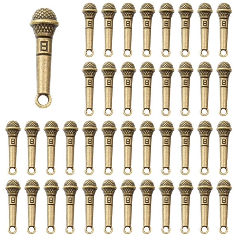 100PCS Microphone Charm Small Pendant Jewelry Making Accessories Alloy Texture Suitable for Jewelry Making and Crafting