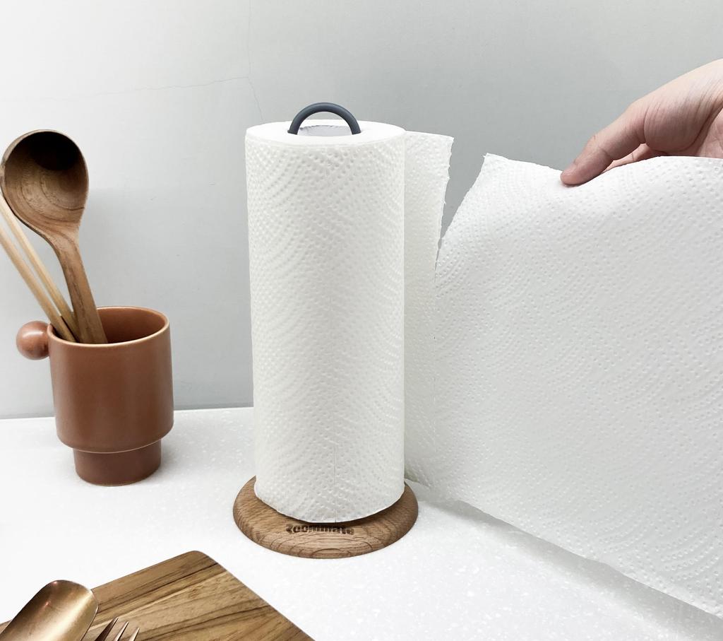 Roommate Wooden Pedestal Kitchen Paper Holder | Oak Base for Stability | Simple and Stylish Kitchen Storage | Perfect for Housewarmings and Weddings |