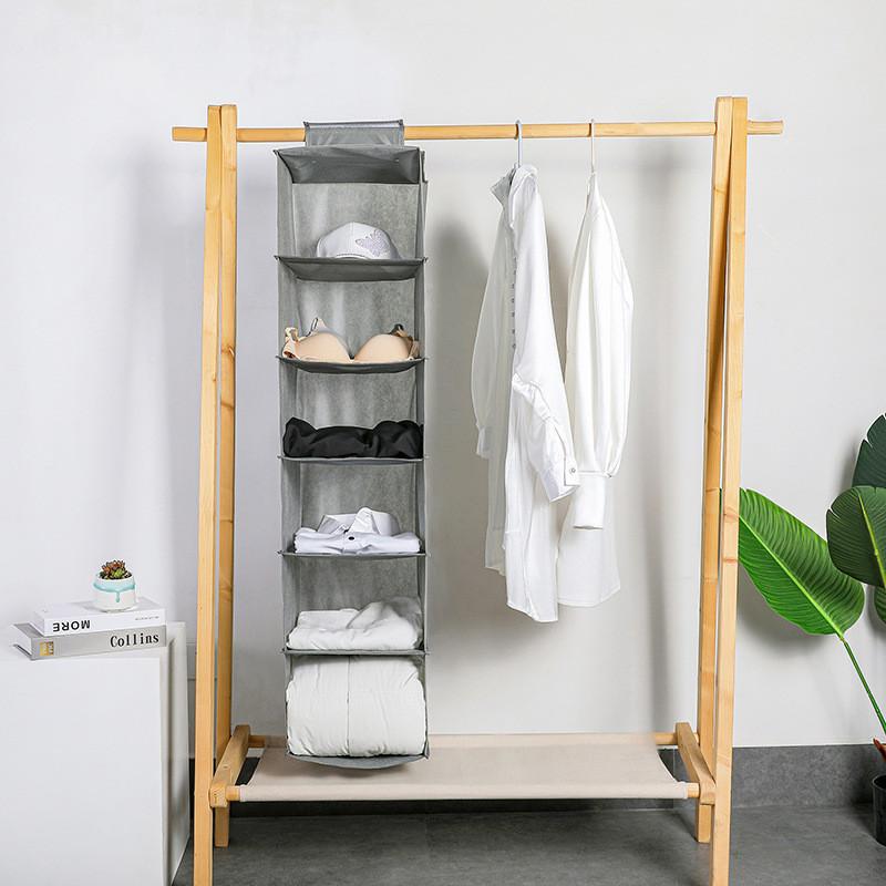 Layer 6 Shelf Closet Hanging Clothes Shoes Storage Rack Organizer Pocket Hanger