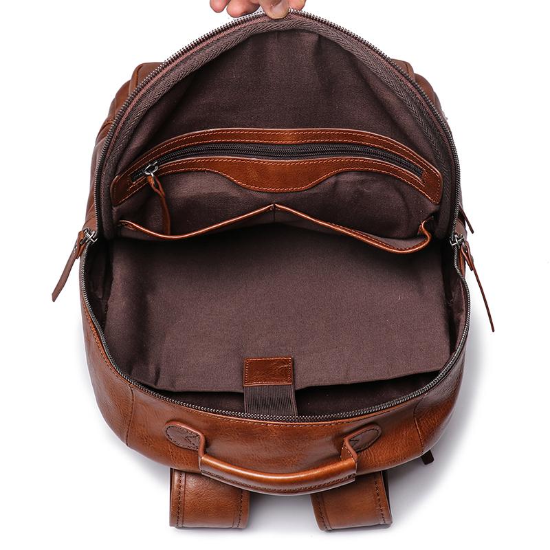 Men's Genuine Leather Business Outdoor Travel Backpack Cowhide Large Capacity Multifunction Fashion Trend Computer Bag
