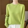 Women's Round Neck Long Sleeve Cashmere Wool Sweater - Autumn/Winter Fashion Layer