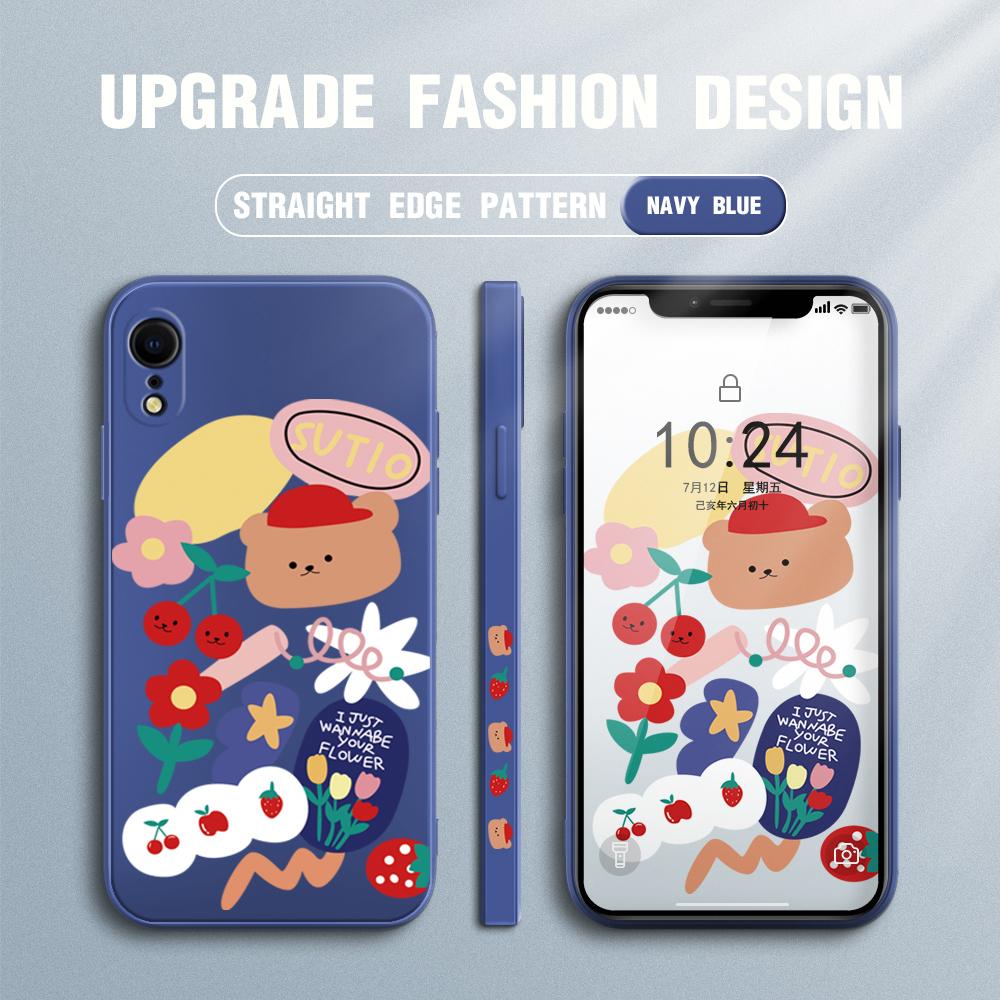 Cute Cartoon Bear Phone Case for Redmi Xiaomi POCO Note 10 Pro 9 9A 9T 10C 8 7 11 Lite 5G X3 M3 Square Edge Soft Full Camera Protect Soft TPU Cover