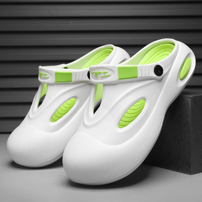 38-45 Men's Plus Size Simple and Fashionable Indoor Toe Slippers Outdoor Beach Shoes Perforated Shoes