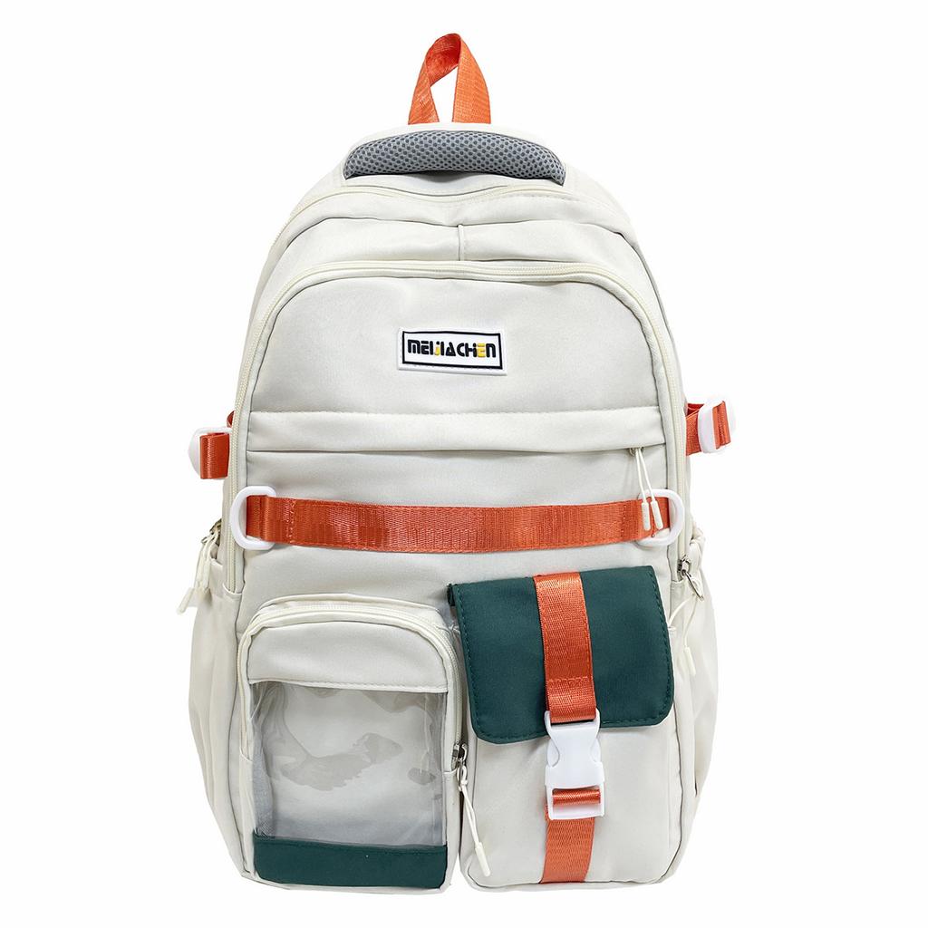 Schoolbag Retro Tooling Large-capacity Schoolbag Female Korean Version High School Student Junior High School Student Contrasting Color Backpack Male