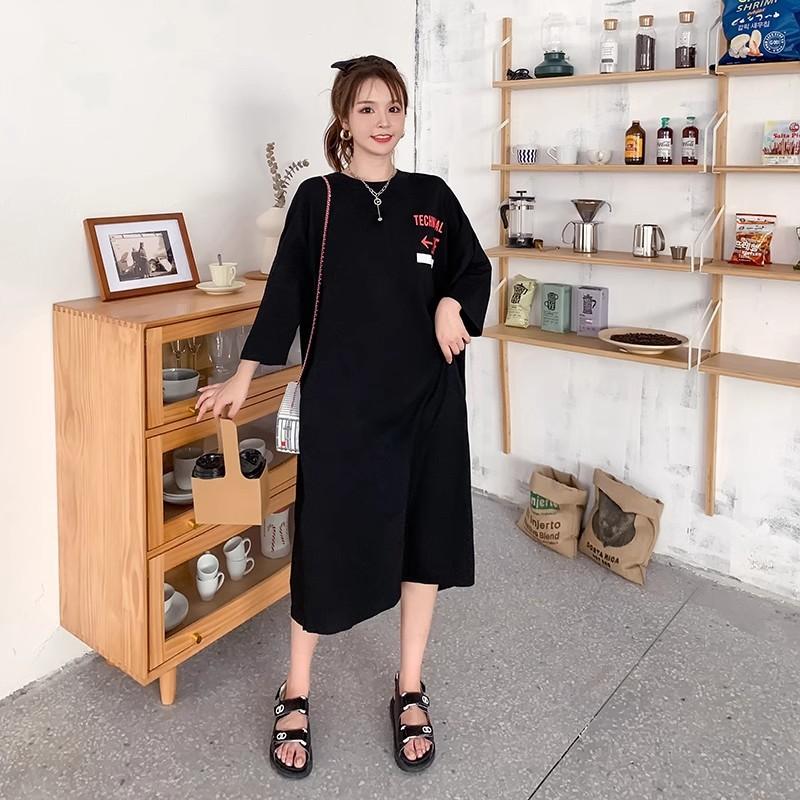 Robe ample printemps-été pour femme, longueur genou, fente latérale, longueur maxi mm