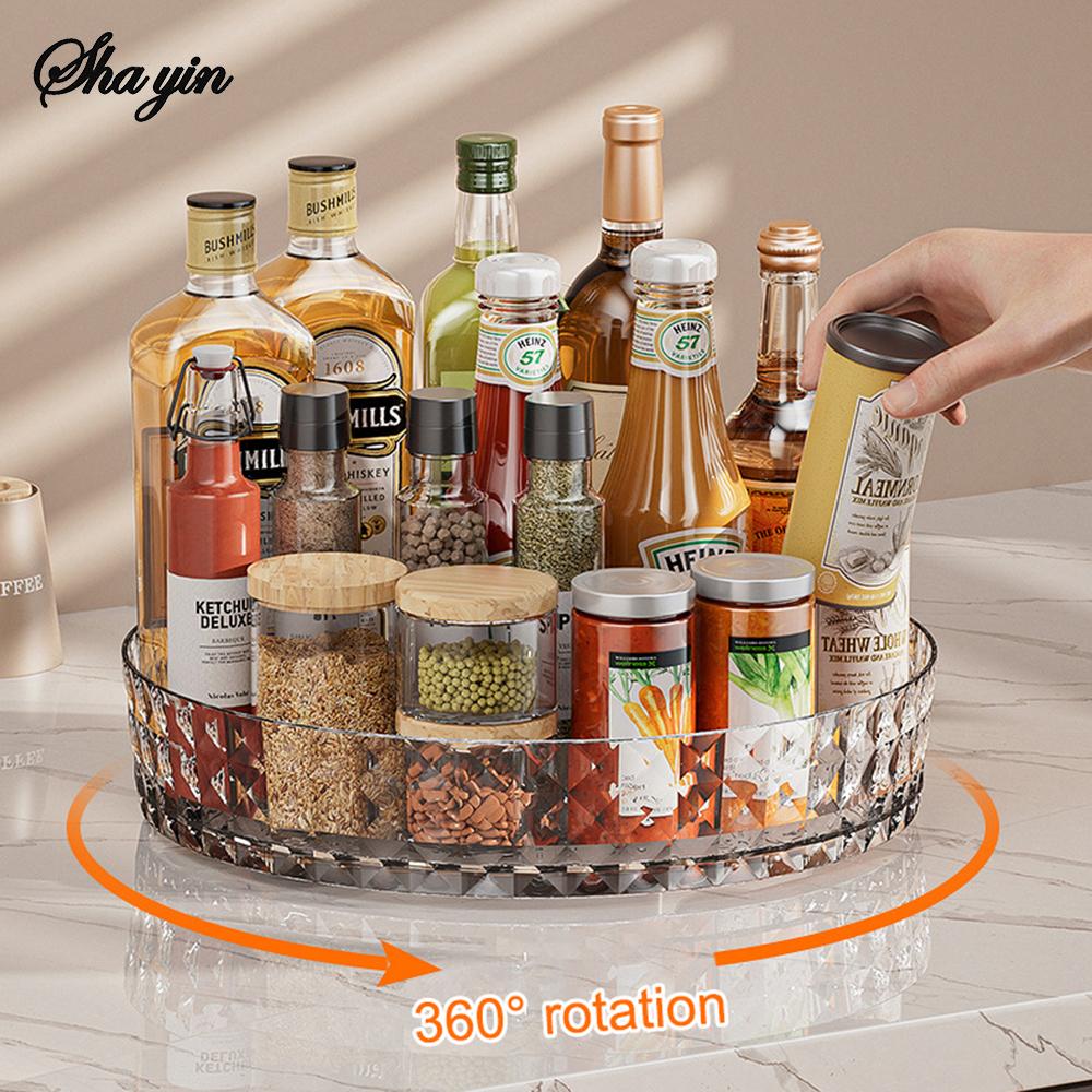 1PC Seasoning Rotating Storage Rack - Multi-Functional Kitchen Storage Shelf - Dish Tray For Storing Seasonings