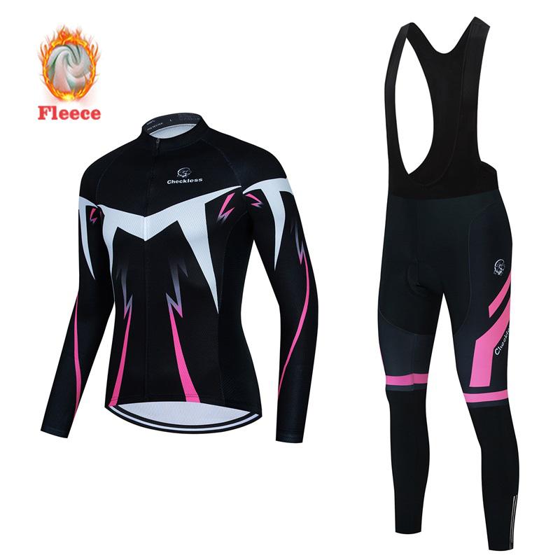 Winter Bike Team Fleece Cycling Jersey Set Fluorescent Green Ropa Ciclismo Men's Long Sleeve Warm MTB Bike Clothes Uniform Road Bicycle Cycling Suit