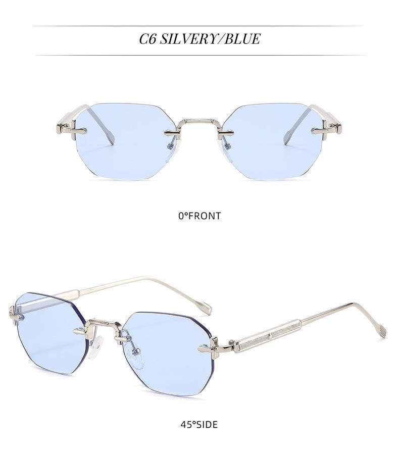 Sleek Rimless Cut-Edge Sunglasses - Stylish Women's Street Style & Sun Protection