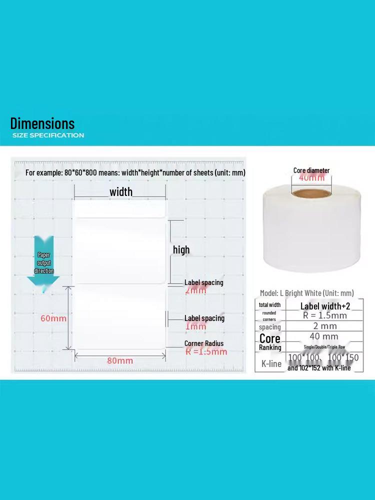 Glansvitt Vattentåligt Självhäftande PET-etikettpapper för Streckkodsutskrift (Storlekar: 30-100)