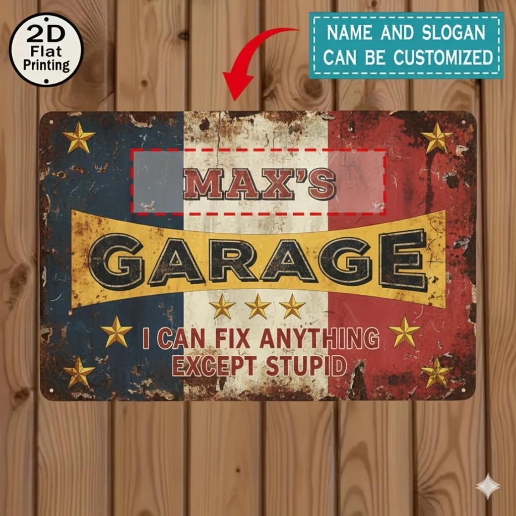 Personalisierter Bauernhof Garage Metallschild Rustikale Werkstatt Höhle Dekoration (Nur zur Dekoration)