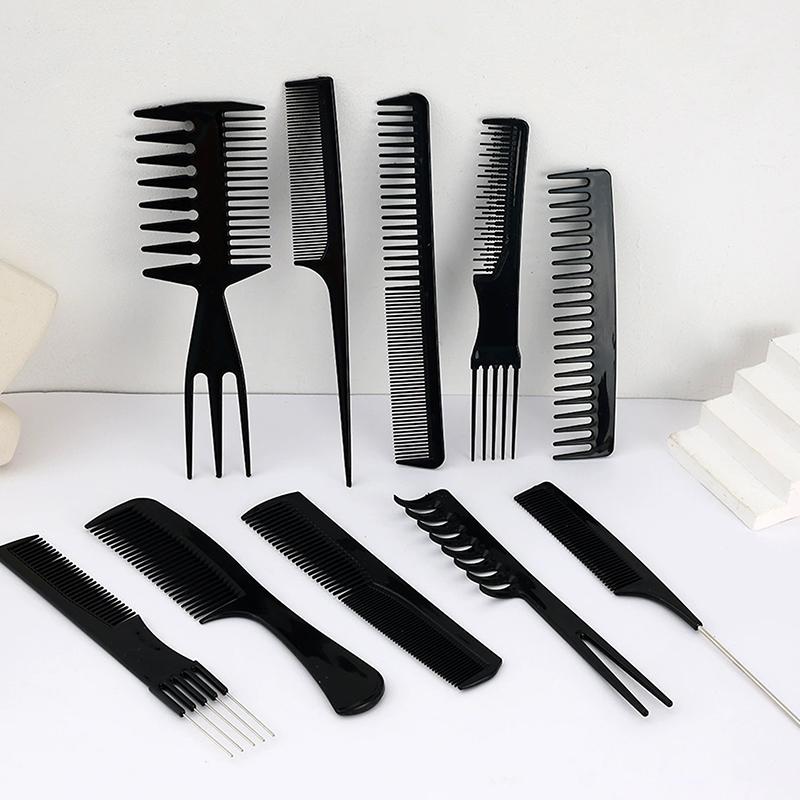 10Pcs Anti-Static Black Plastic Hairbrush For Men & Women Salon Professional Hairdressing Styling Tool