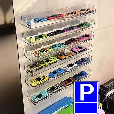Průhledná akrylová vitrína na auta pro modely autíček pro děti, hračková skříňka, police, prachotěsný nástěnný úložný regál na auta