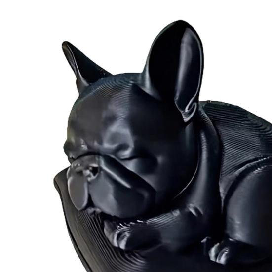 3D Printed Bulldog Figurine, Cute Sleeping Dog Statue, Collectible Animal Ornaments for Car, Office Desk Decor