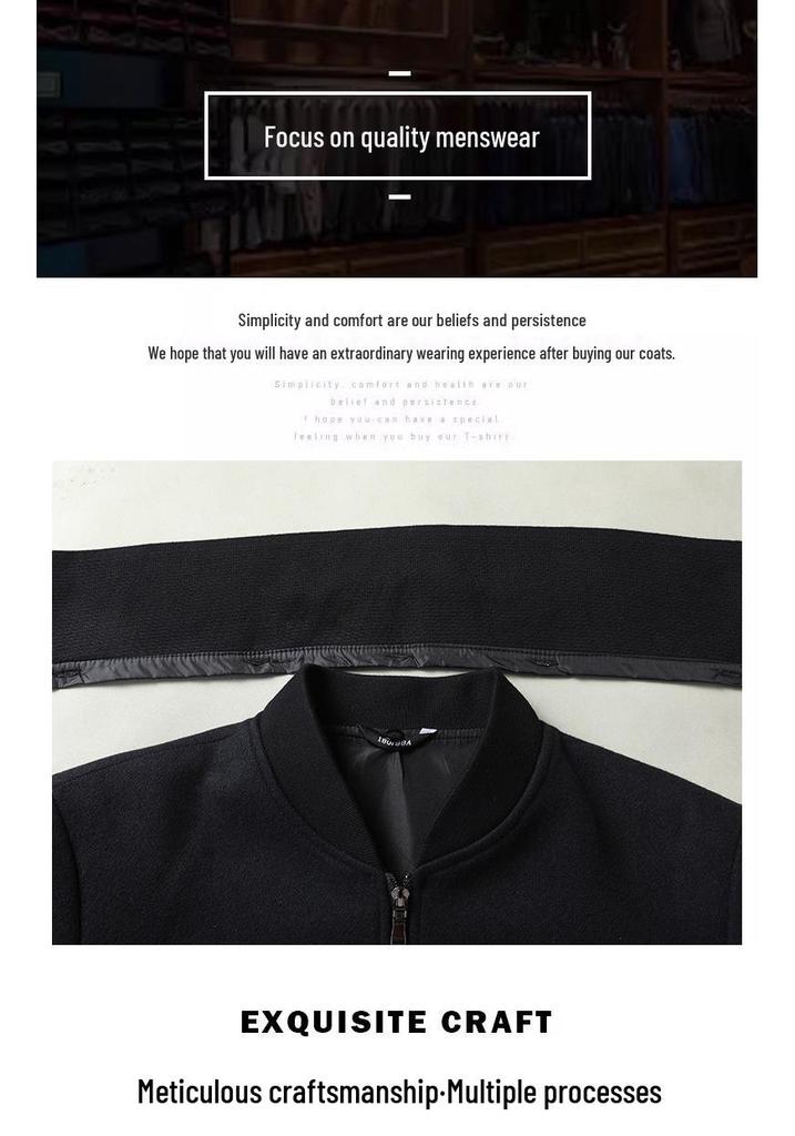 2026 Men's Plus Size Detachable Collar Wool Jacket - Autumn/Winter Casual Overcoat