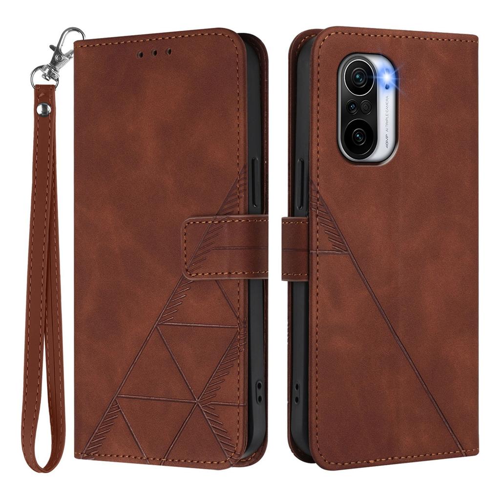 Für Xiaomi Poco F3 Lederhülle mit Handschlaufe Geldbörse Ständer Handyhülle