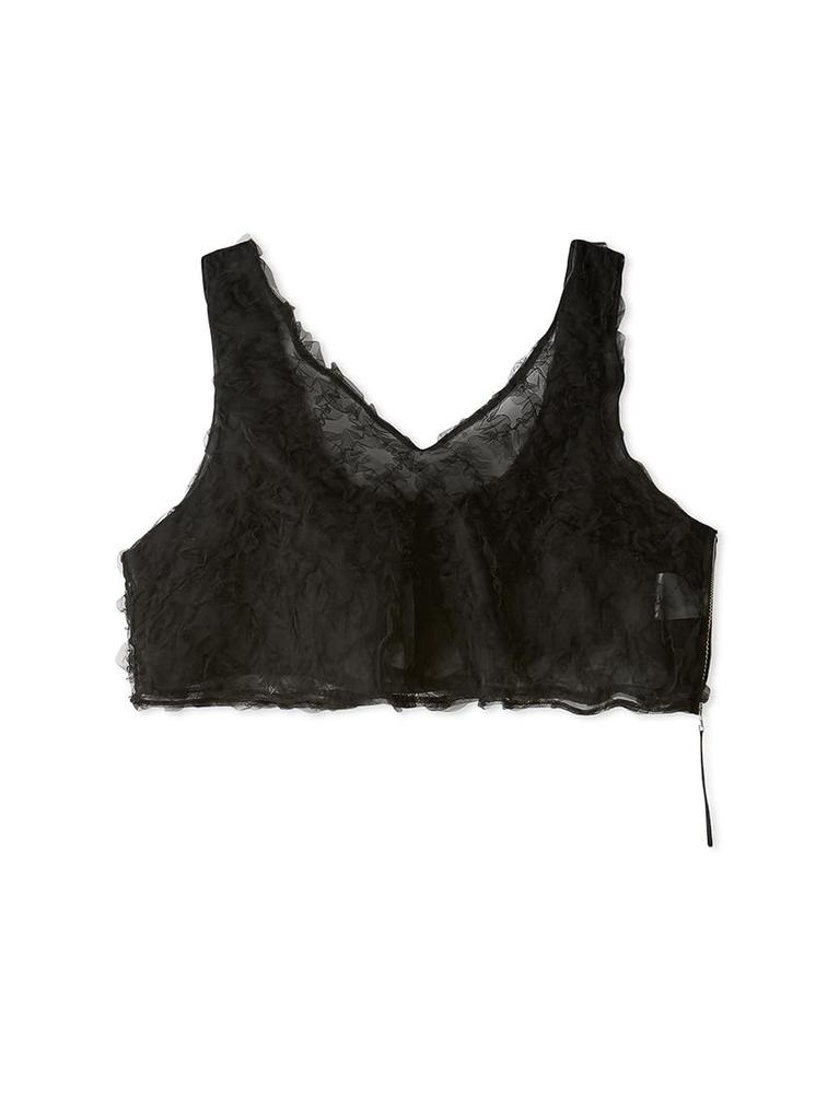 FRAY I.D. Women's Tulle Embroidery Top FWFB244214, Black