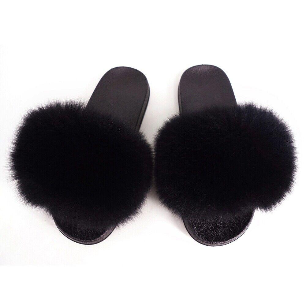 Elegant And Comfortable Women's Girls' Fur Slides With Soft Fuzzy Furry Slippers