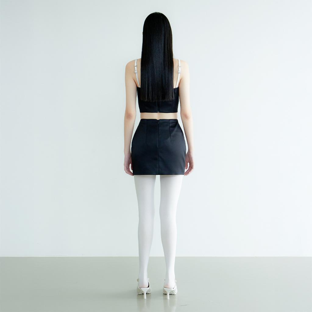 Leobyui Black Satin Skirt