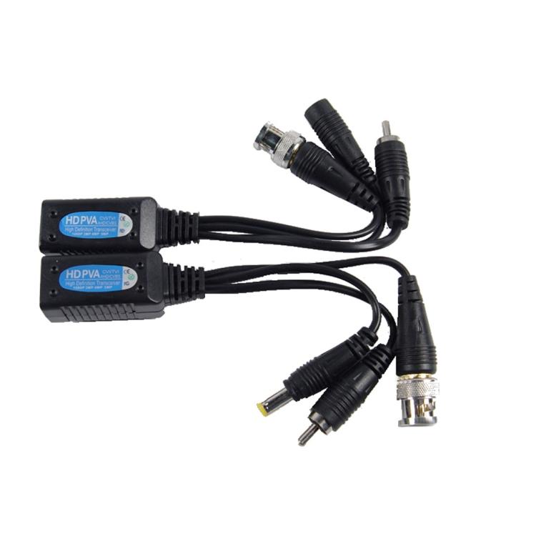 2 Stück Anpwoo 500PVA Spleißbar 3 in 1 Strom + Video + Audio Balun HD-CVI/AHD/TVI Passiver Verdrillter Transceiver