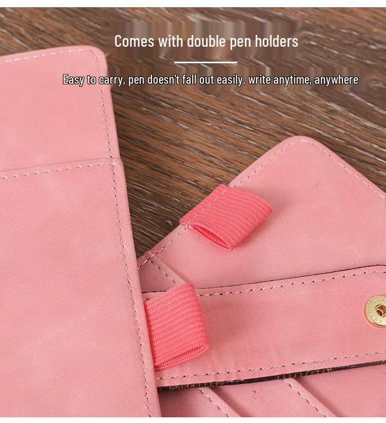 Authentic Cross Pattern A5 Notebook, Loose-Leaf A7 Checkered Planner, A6 Leather Notebook with Horizontal Ruled Pages