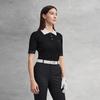 FILA Golf Series Simple Fashion Classic Sports Casual Golf Versatile Comfortable Woven Short Sleeve Polo Shirt Women tops Deep-Black A11W615408FBK