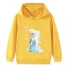 Warm Kids Hooded Pullover, Cartoon Princess With Snowflake Silhouette Graphic Sweatshirt, Autumn Winter Casual Long Sleeve Top for Children Daily Wear