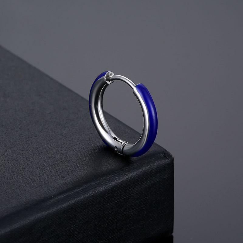 Hot Sell Enamel Round Stainless Steel Earrings Fashion Punk Circle Stud Ear Jewelry Party Gifts For Women Men