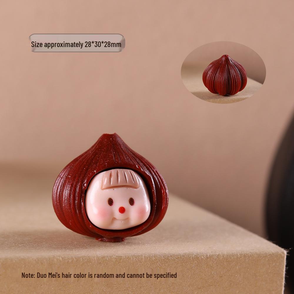 Rosewood Cartoon Chestnut Sister Garlic Pendant in Green Sandalwood Mobile Phone Chain