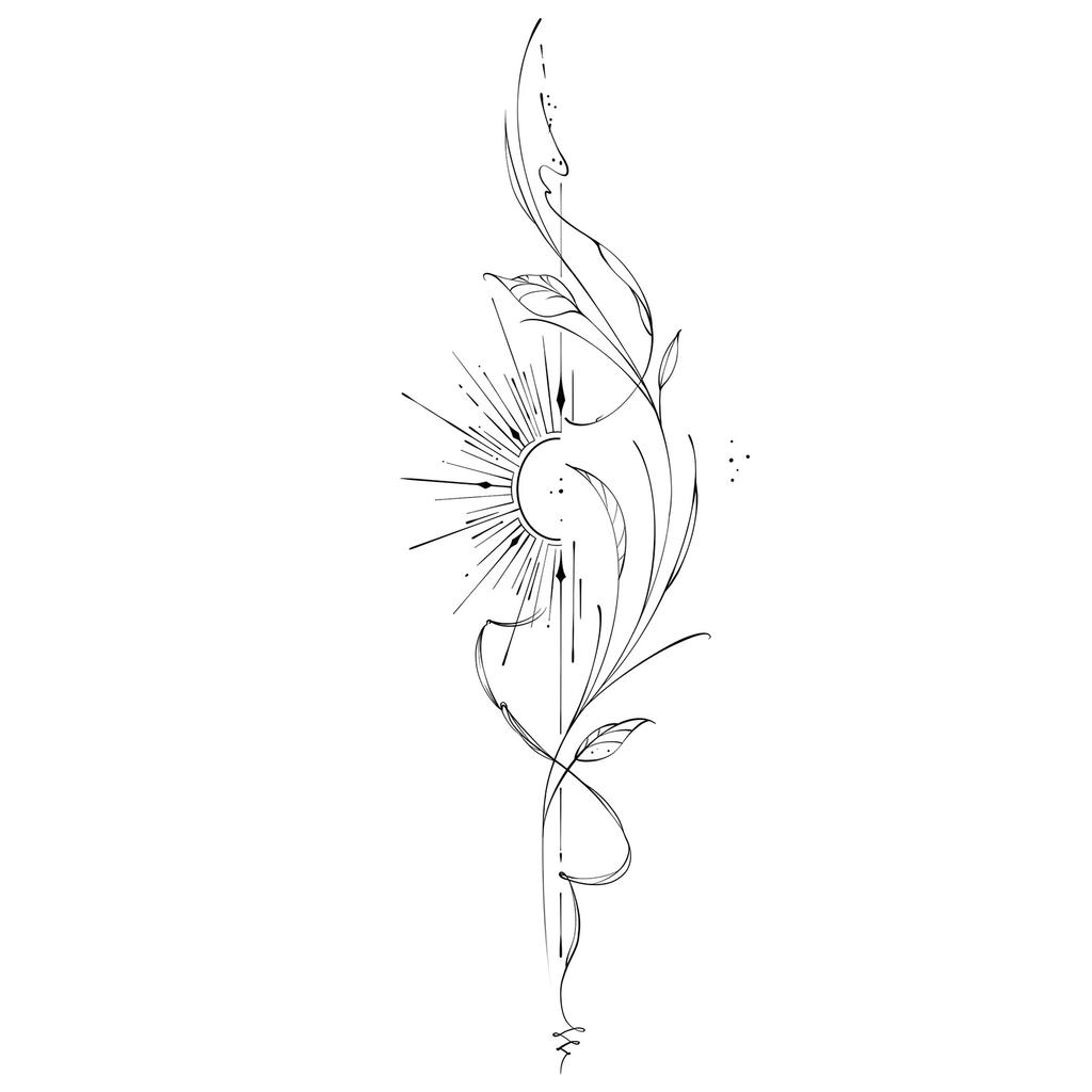 Advanced Sense Thorns Sun Moon Lotus Totem Crown Butterfly Love Flower Arm Waist Tattoo Sticker