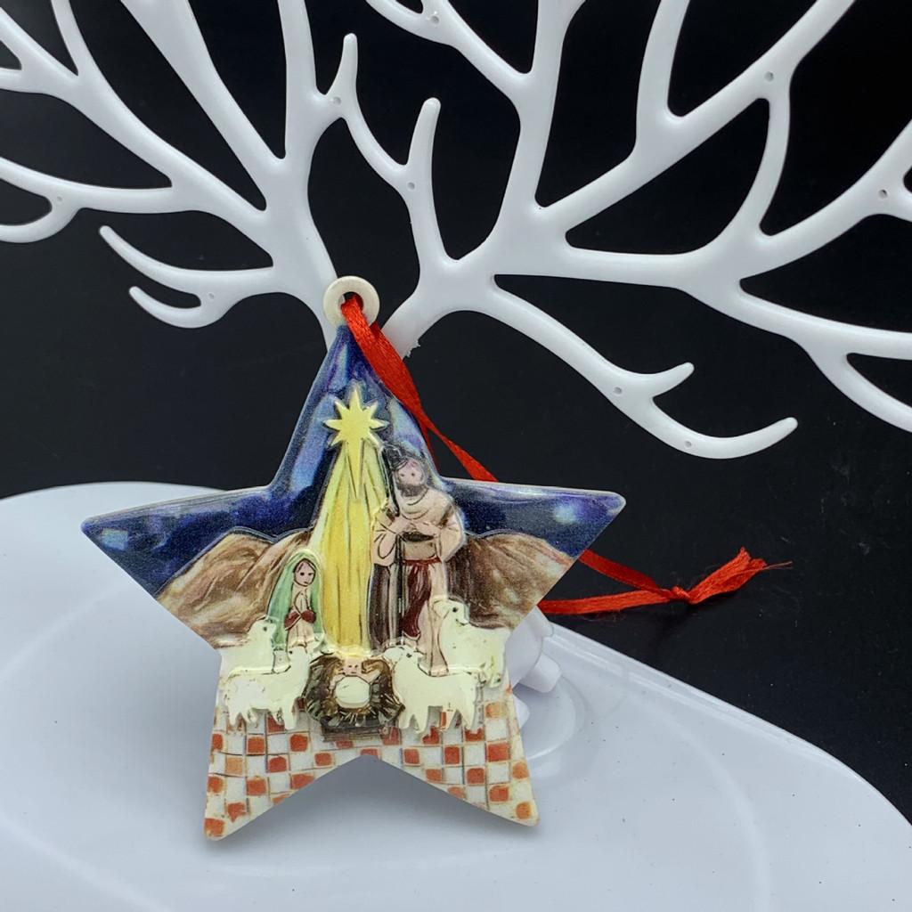 Fivepoint Unique Contemporary Star Jesus Birth Resin Decoration With Four Details Sheep