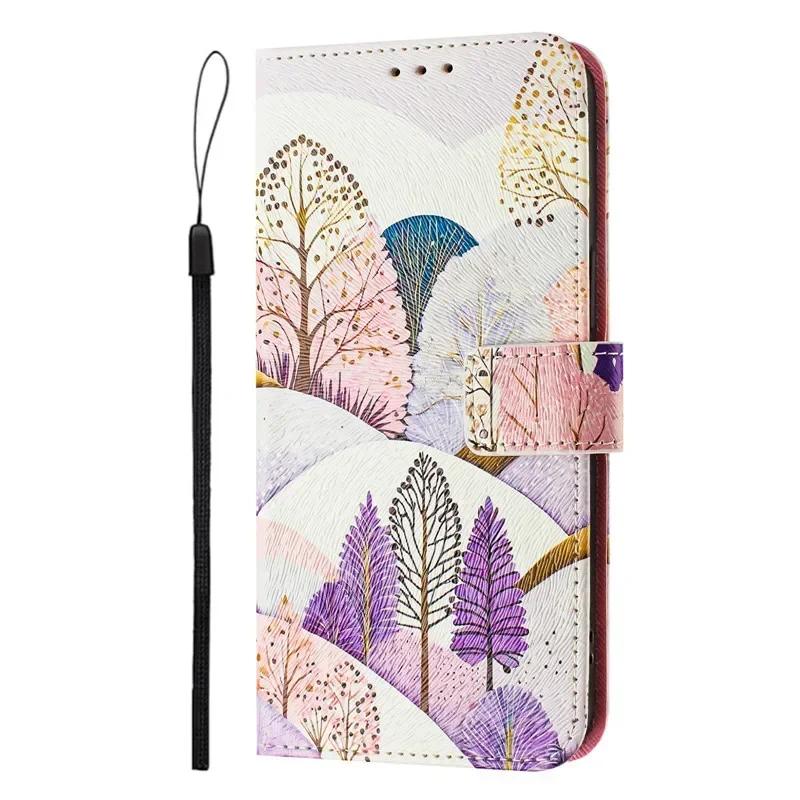 A22 Leather Phone Case For Samsung Galaxy A22 A32 A12 A42 A52 4G A72 A52s 5G Flip Cover Wallet Magnetic Painted Cases Cat Flower