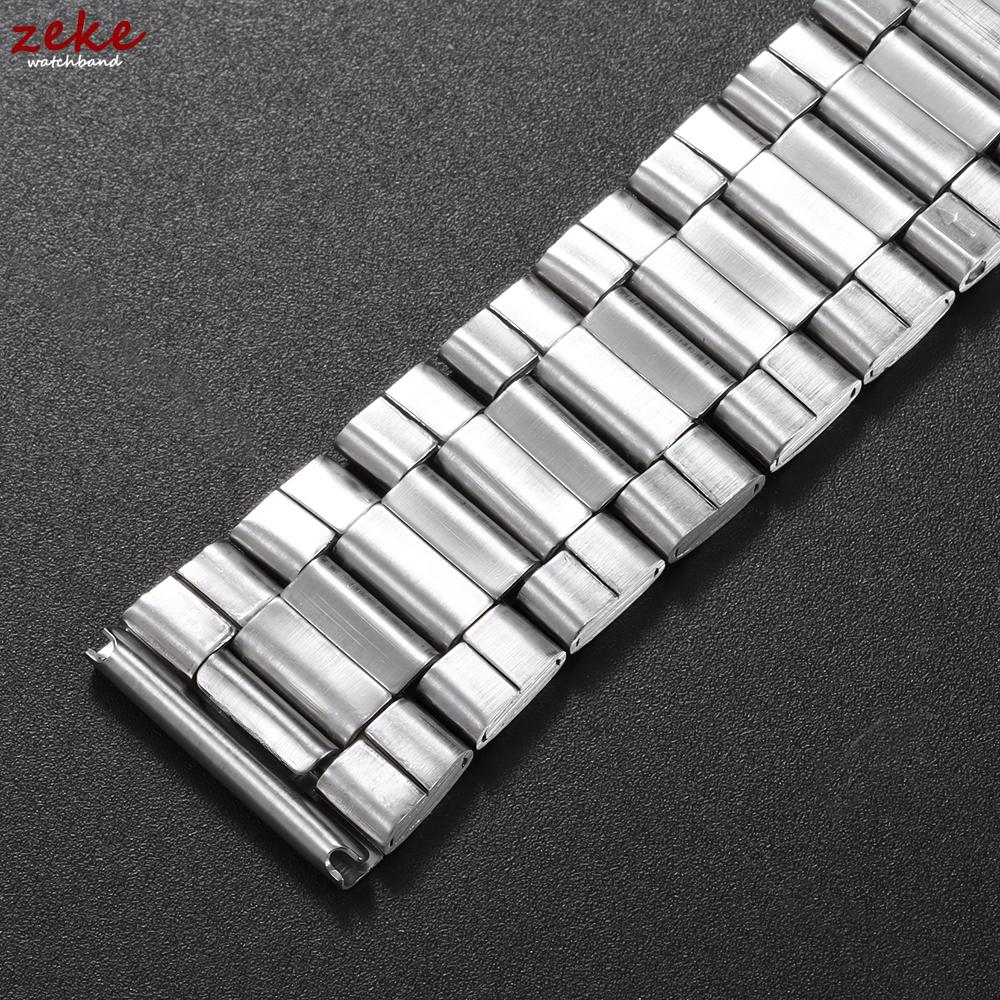 Stainless Steel Watch Band Adjustable Silver Metal Bracelet Universal Folding Buckle Strap 18mm 20mm 22mm Watch Belt Accessories