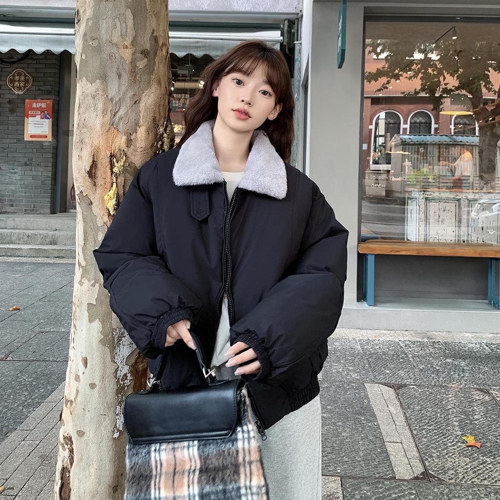 Autumn Winter Thicken Warm Parka Women Casual Sweety Solid Color Big Pocket Loose Jackets Outwear