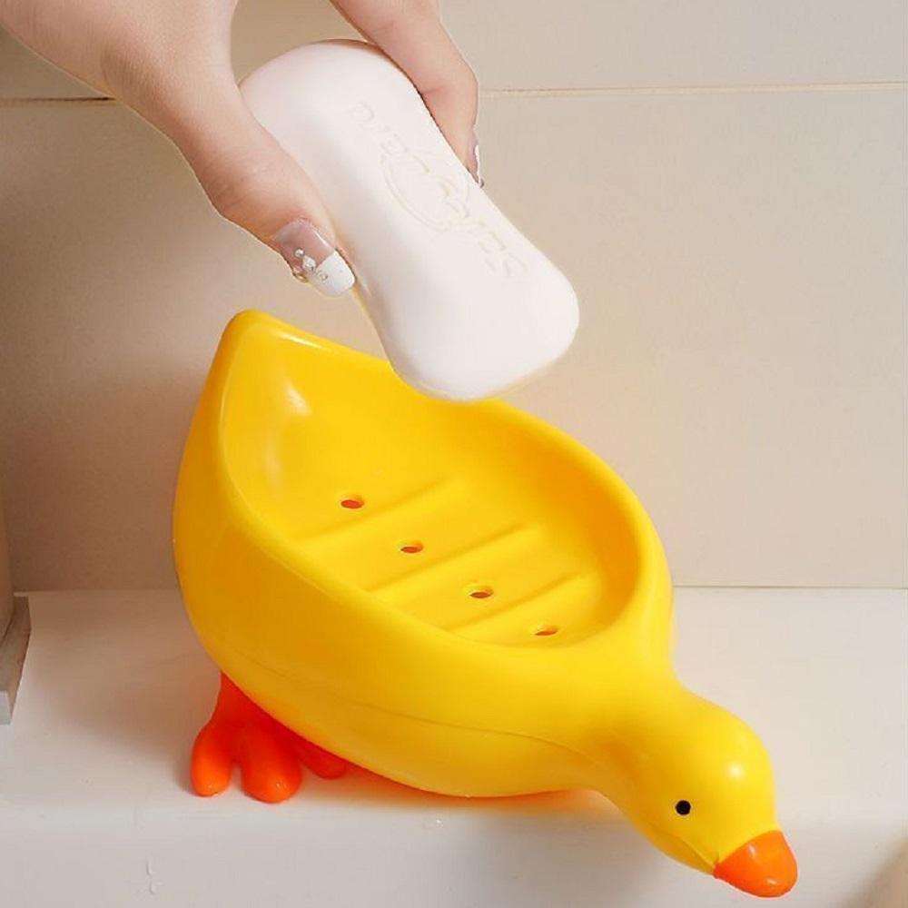 Niedliche kleine Entenförmige Seifenschale Selbstentwässernde Seifenablage Badezimmer Waschbecken Seifenkasten für Dusche Badezimmer Küchenspüle Seifenablage
