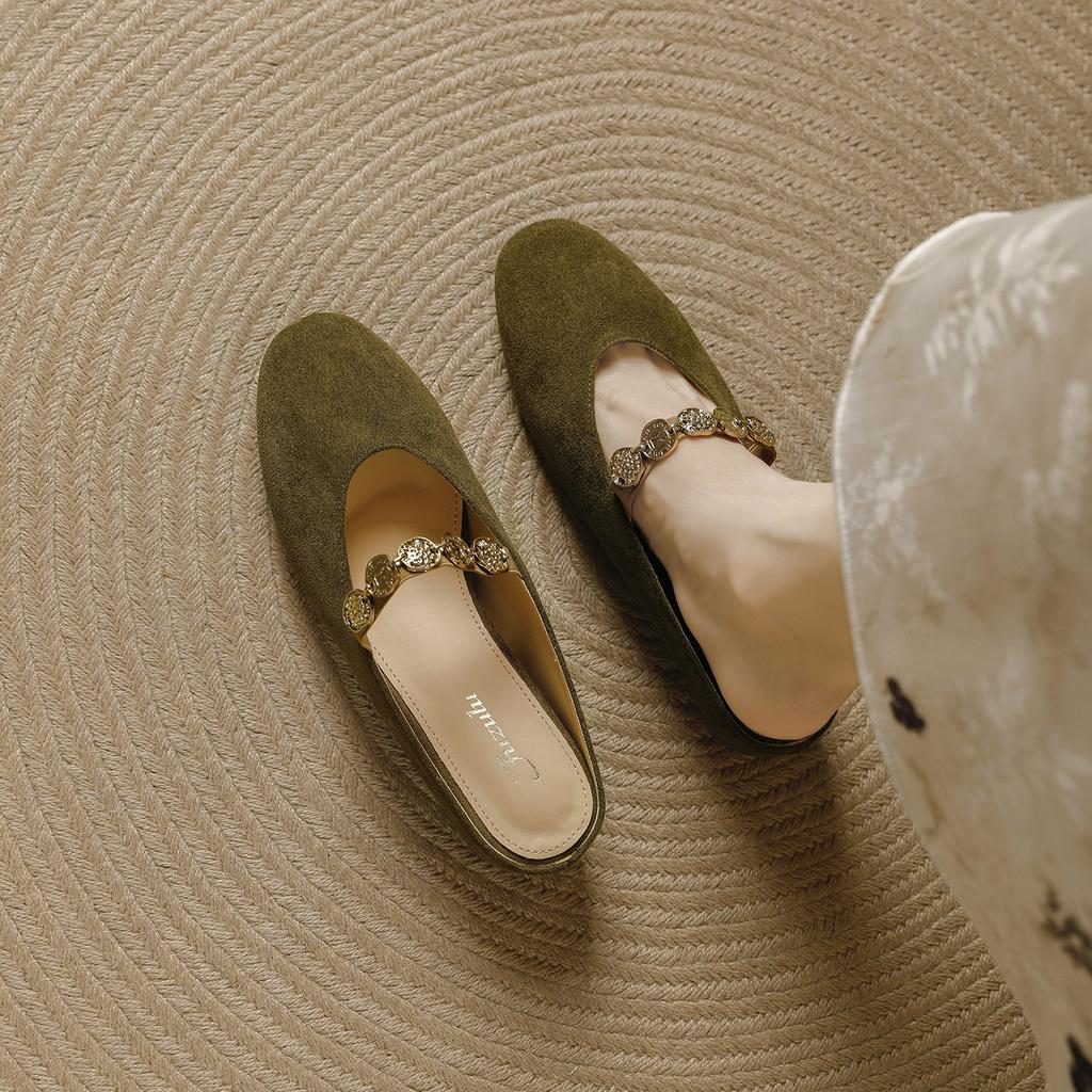 French retro bag head sandals women's outer wear 2025 new summer casual comfortable not tired feet increase half slippers