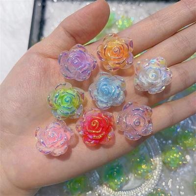 Luminous Resin Flower Crystal Flower Wedding Decoration Resin Rhinestone Flower Resin Flatback DIY Jewelry Making Accessories