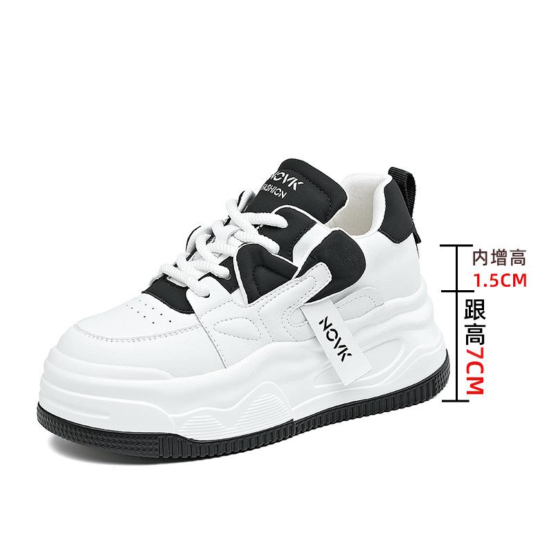 

2025 spring new women s shoes casual versatile inner height increase small white shoes panda color explosion thick-soled dad shoes children 34