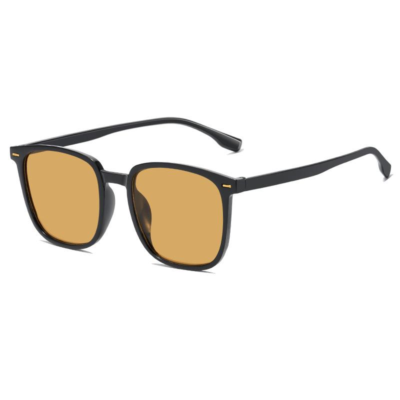 2024 Retro Tea-Colored Square Sunglasses: Unisex Trendy & Versatile Fashion Inspired by Xiaohongshu