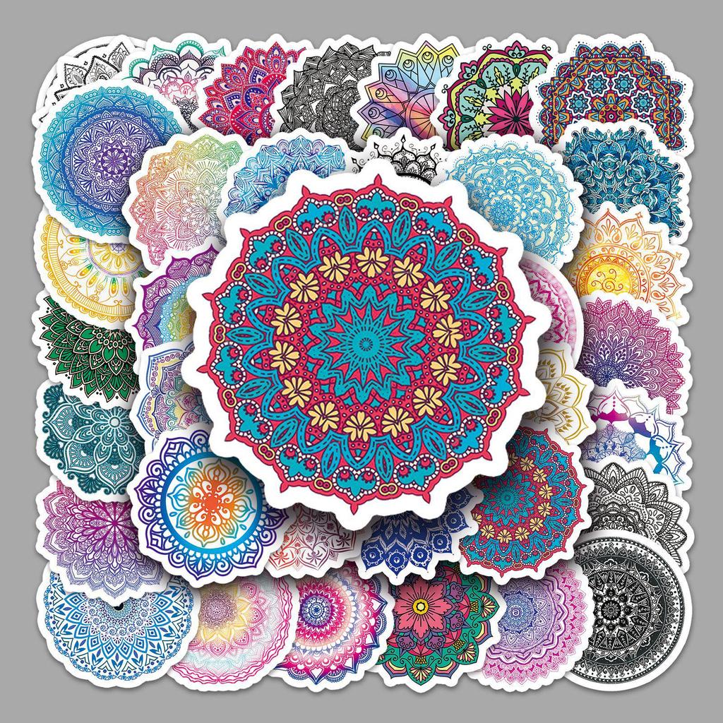 50 Mandala Doodle Retro Creative DIY Waterproof Stickers for Phone Cases and Luggage