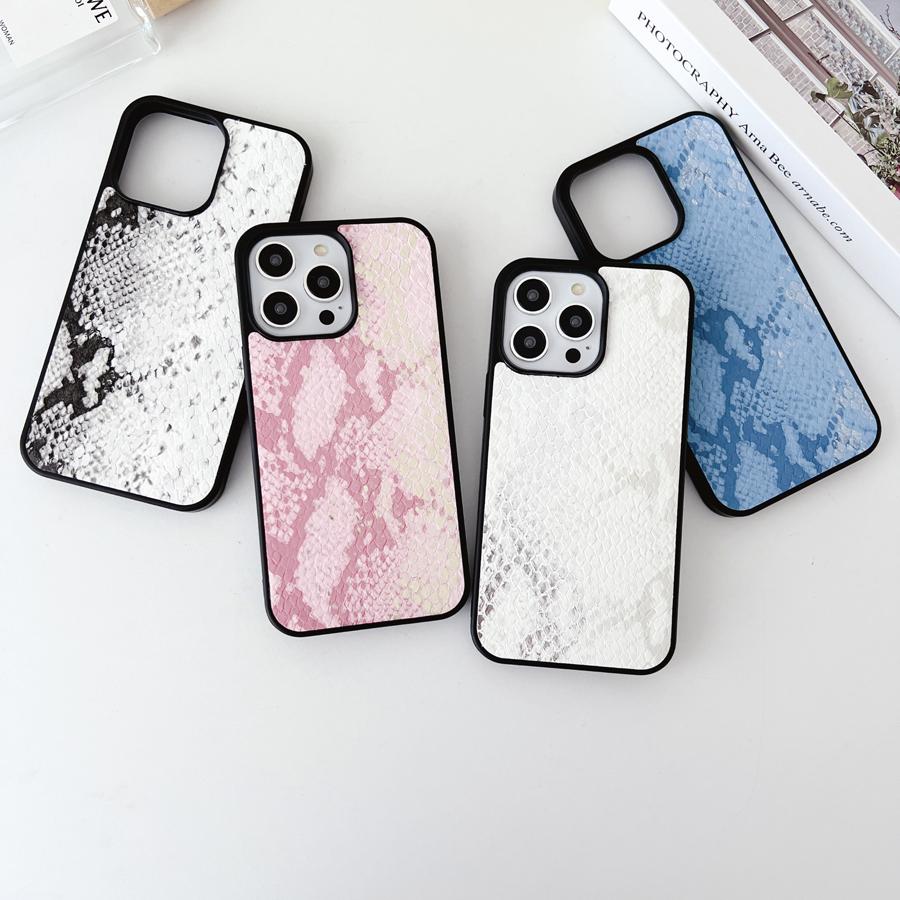 

Роскошный чехол из змеиной кожи для iPhone 15 Pro Max 12 13 14 Pro Max, жесткий кожаный защитный чехол iPhone 15 Pro Max чёрный