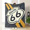 1Pz Coperta con motivo Highway 66, leggera per tutte le stagioni, per casa, ufficio, pisolino all'aperto, coperta multifunzionale
