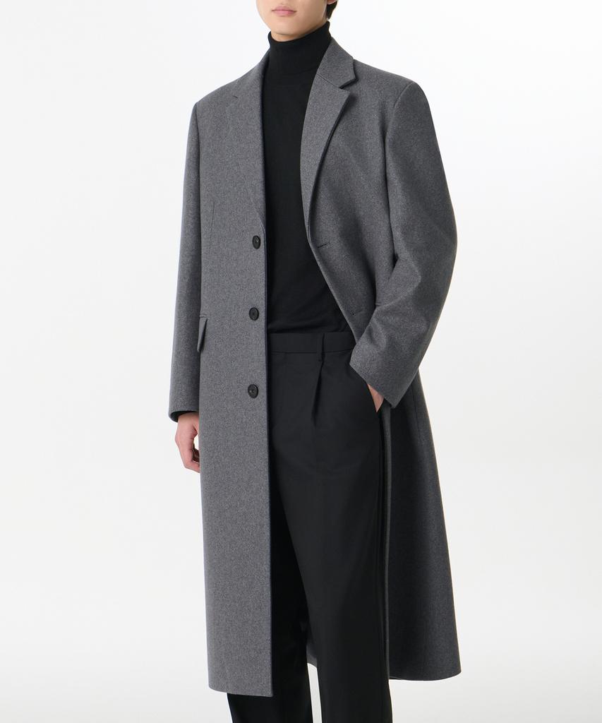 Musinsa Standard Fortex Felt Daddy Shoulder Single Long Coat [Medium Grey]