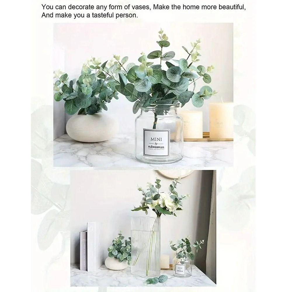 20Pcs Decoration Artificial Eucalyptus Leaves Bendable Silk Eucalyptus Leaf Bridal Bouquet